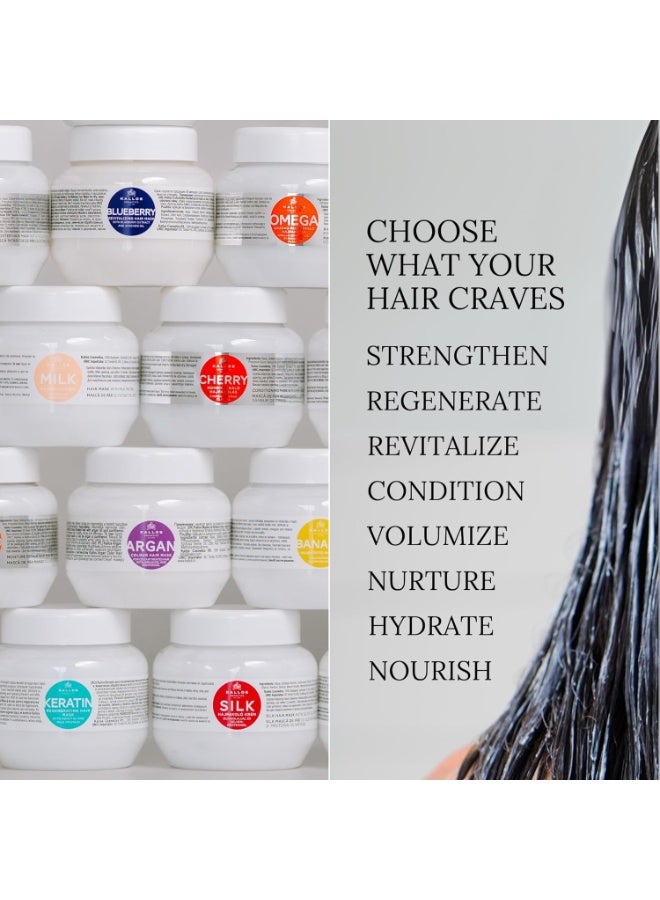 Kallos KJMN Silk Nourishing Hair Mask for Dry, Fragile and Dull Hair, Enhances Texture and Shine, Boosts Elasticity with Olive Oil and Silk Protein - 1L - Image 5